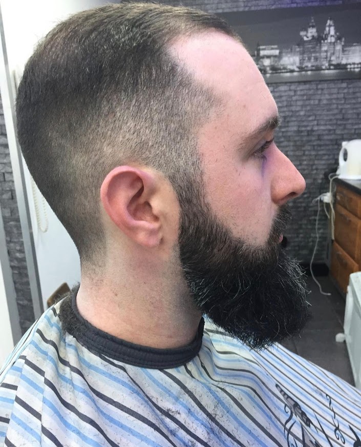 barber client with a beard