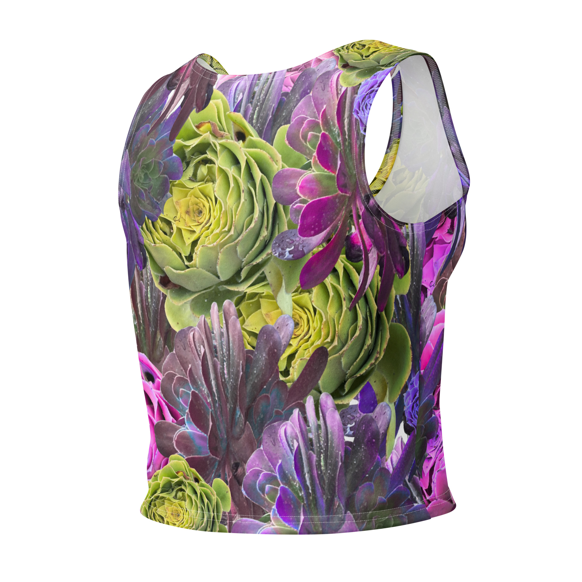 World Hippie Succulent Cotton Crop Top, multiple sizes, tank tops & muscle tees category