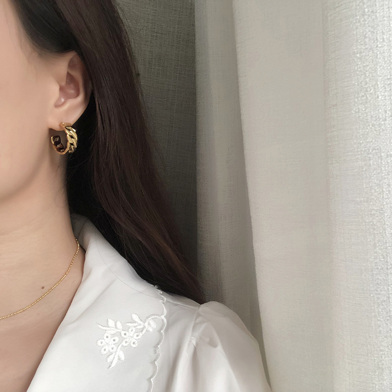 World Hippie 18k Gold Plated Chain Hollow Hoops (Stainless Steel), in gold, jewelry category