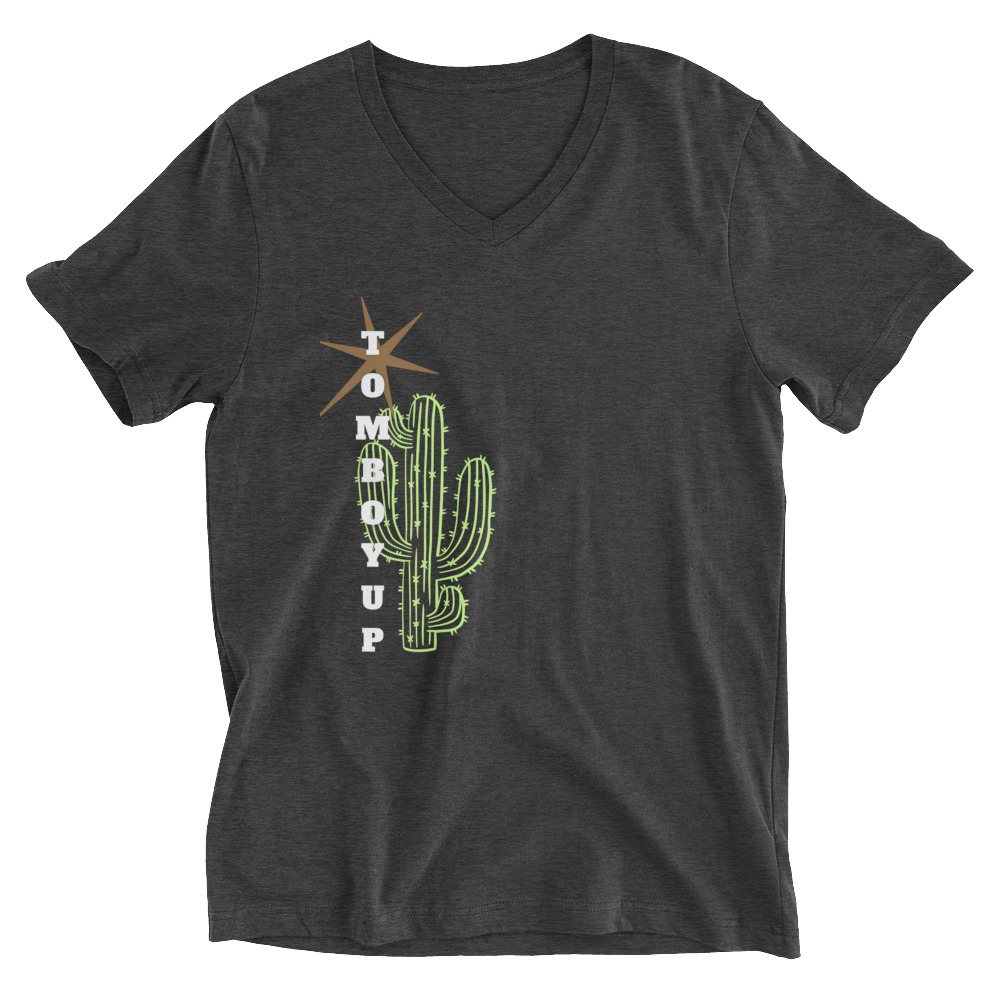 World Hippie Cactus Short Sleeve V-Neck T-Shirt, multiple sizes, tees category