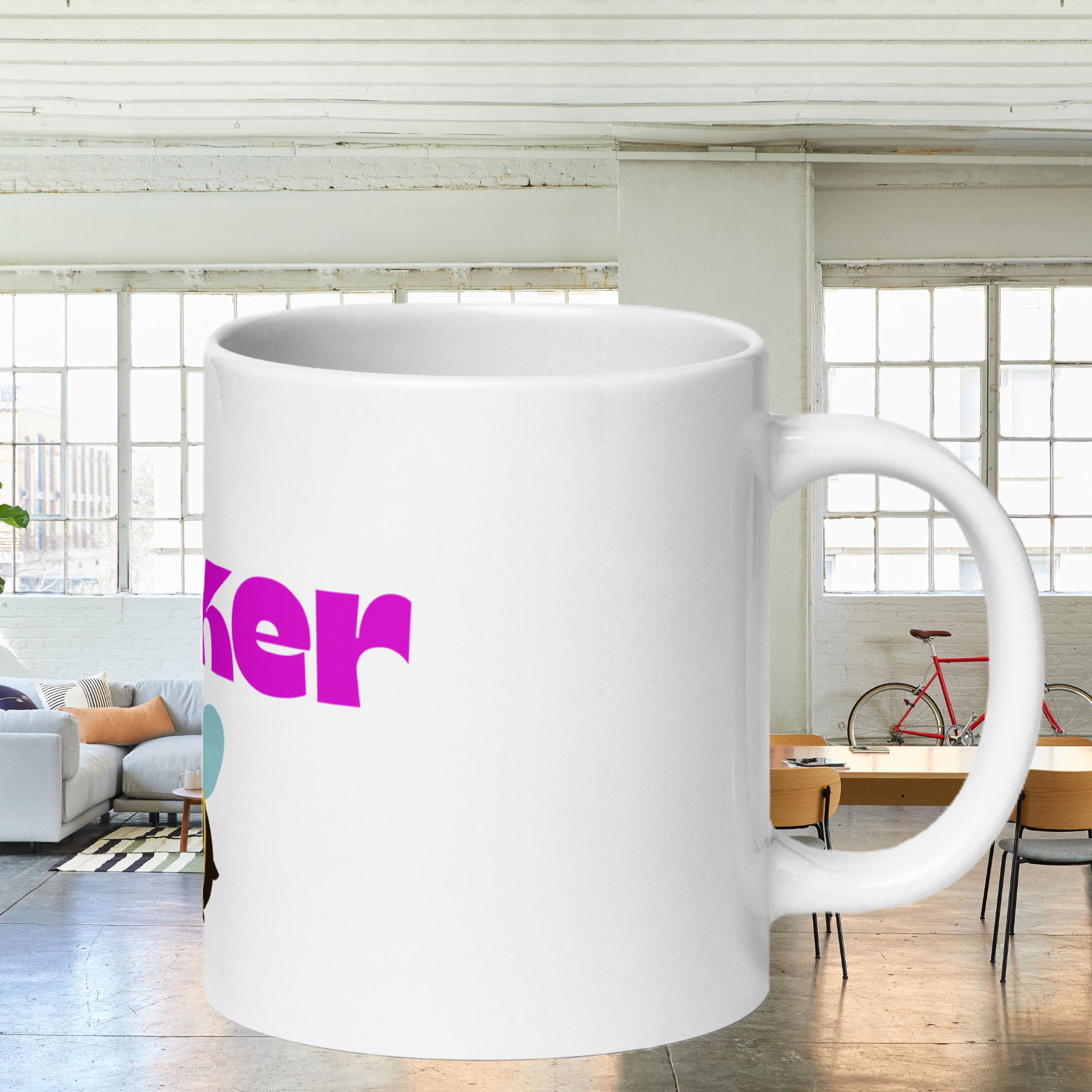 World Hippie Worker Bee 20oz White Glossy Mug, in white, home category