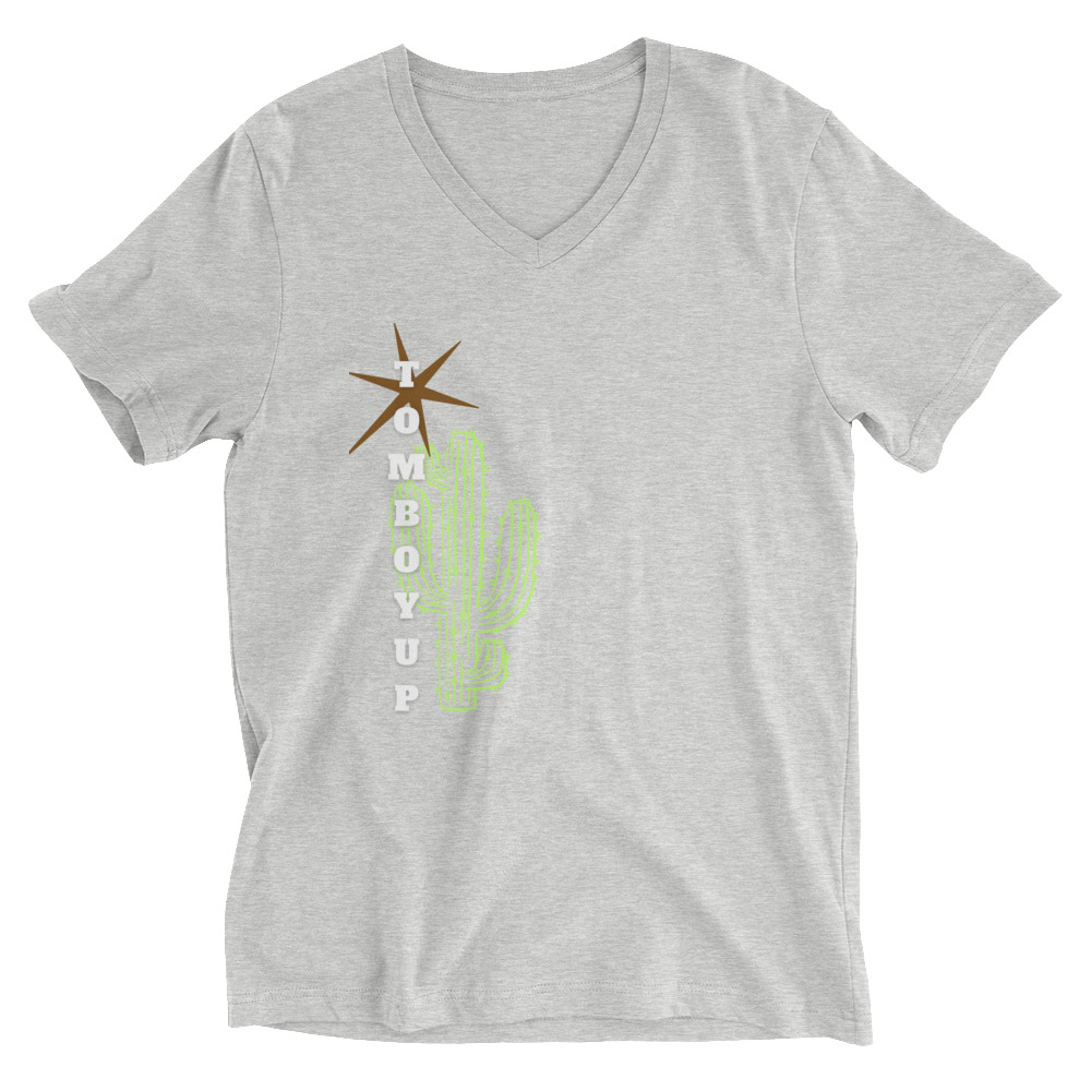 World Hippie Cactus Short Sleeve V-Neck T-Shirt, multiple sizes, tees category