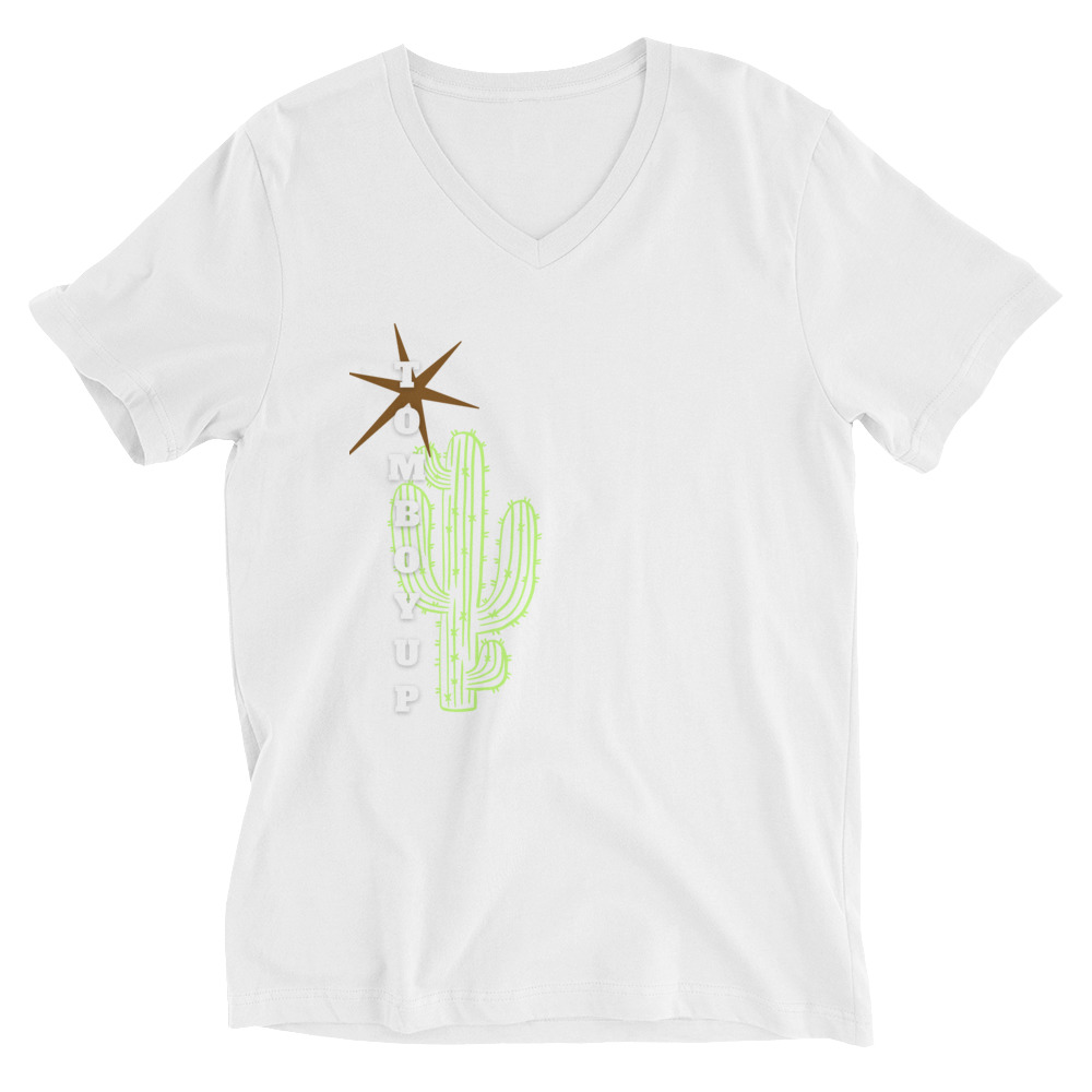 World Hippie Cactus Short Sleeve V-Neck T-Shirt, multiple sizes, tees category