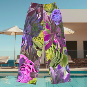 Purple Succulent Wide-Leg Pants