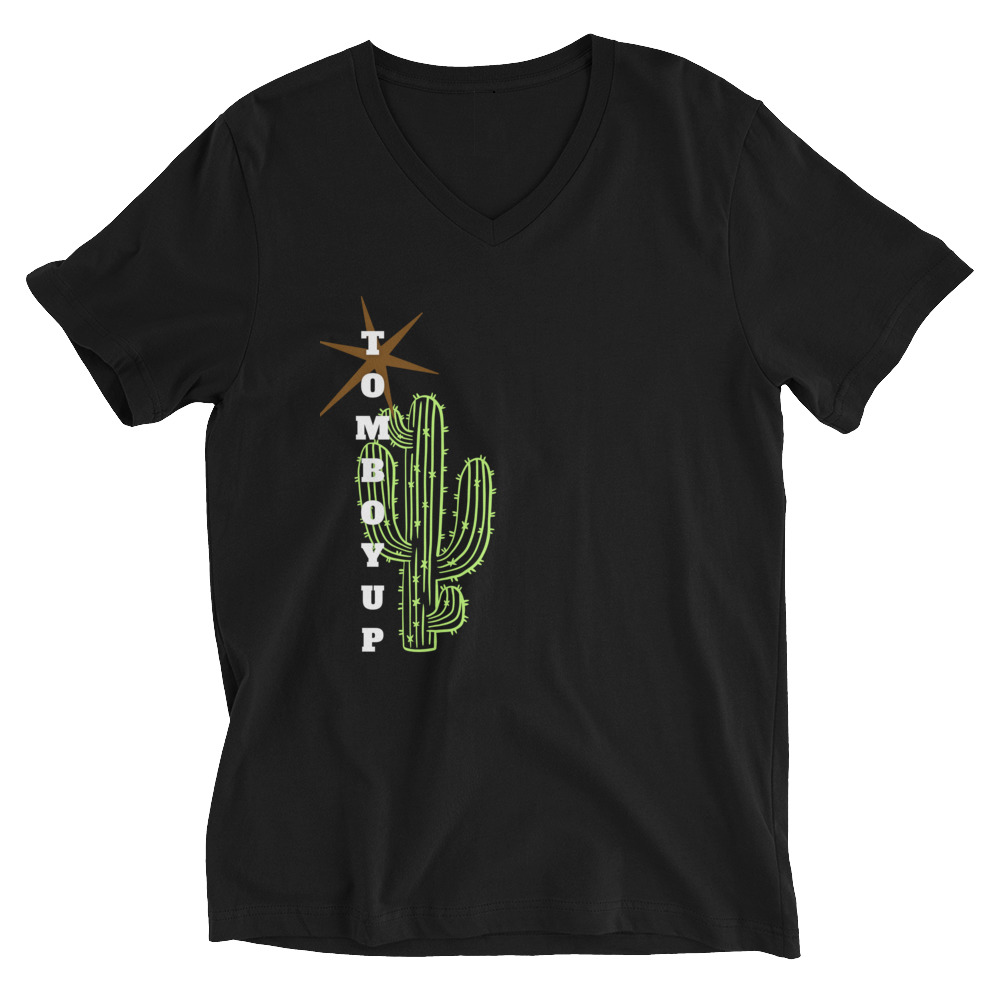 World Hippie Cactus Short Sleeve V-Neck T-Shirt, multiple sizes, tees category
