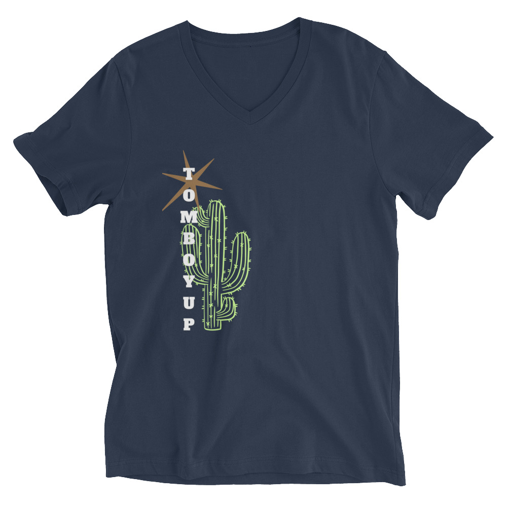 World Hippie Cactus Short Sleeve V-Neck T-Shirt, multiple sizes, tees category