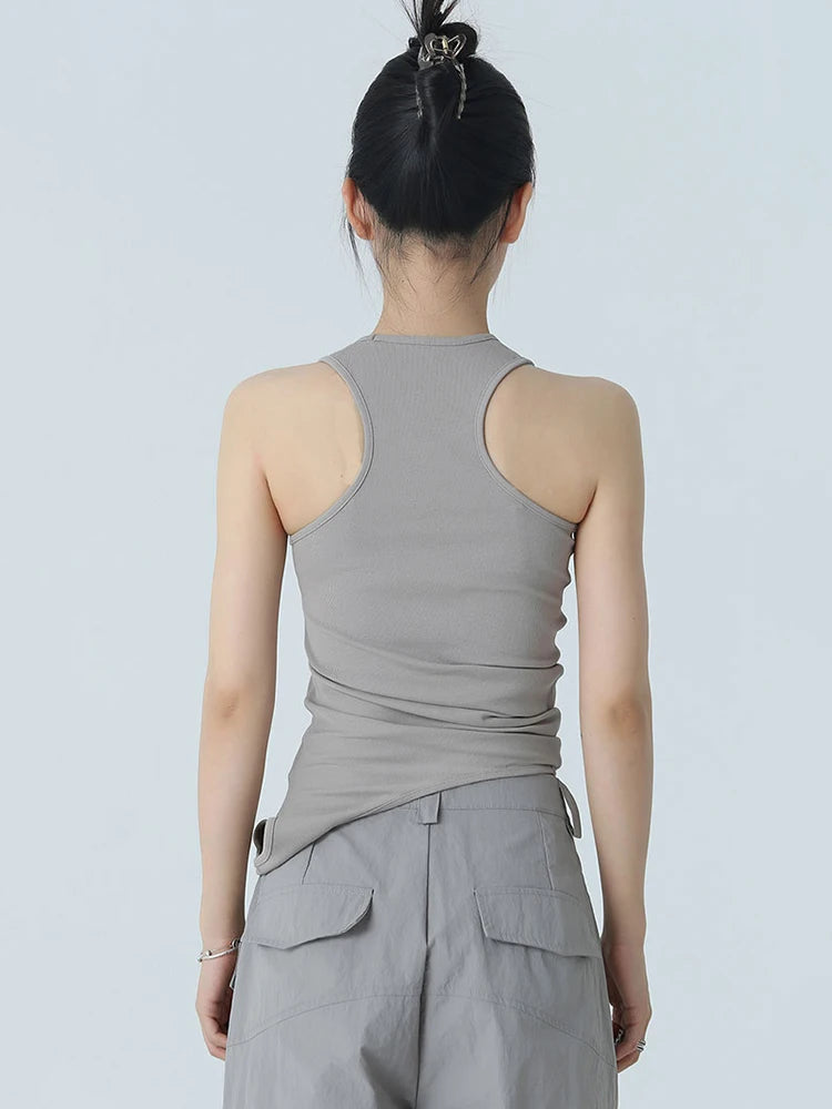World Hippie Santdee Irregular Tank - Gray, in gray, multiple sizes, tank tops & muscle tees category