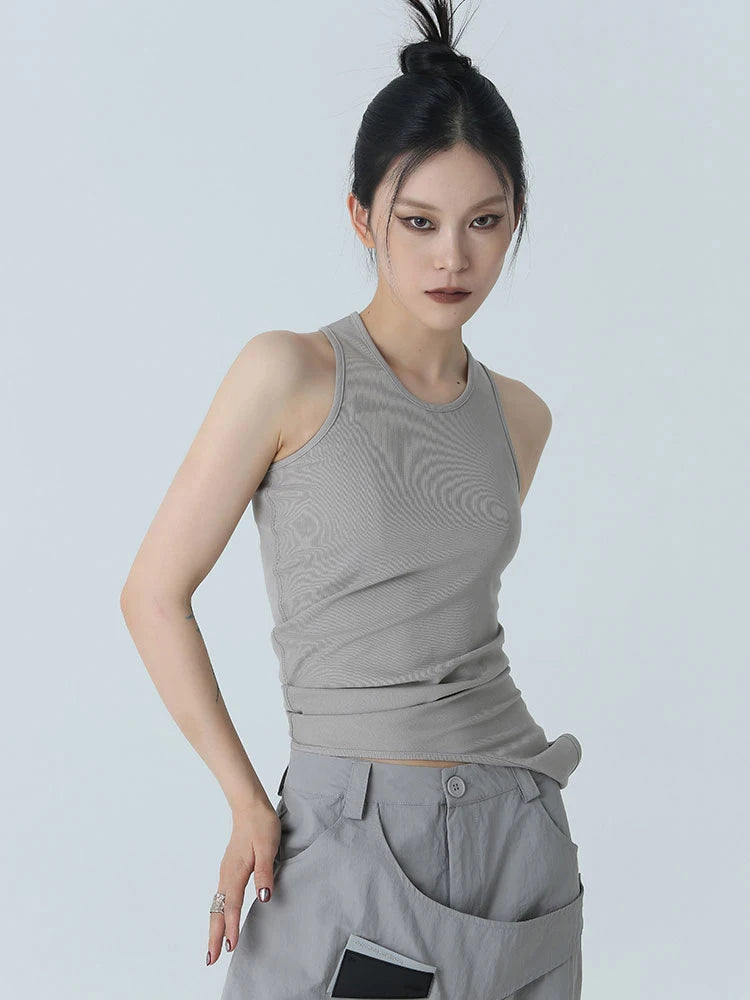 World Hippie Santdee Irregular Tank - Gray, in gray, multiple sizes, tank tops & muscle tees category