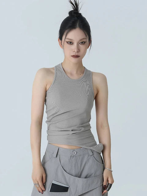 World Hippie Santdee Irregular Tank - Gray, in gray, multiple sizes, tank tops & muscle tees category