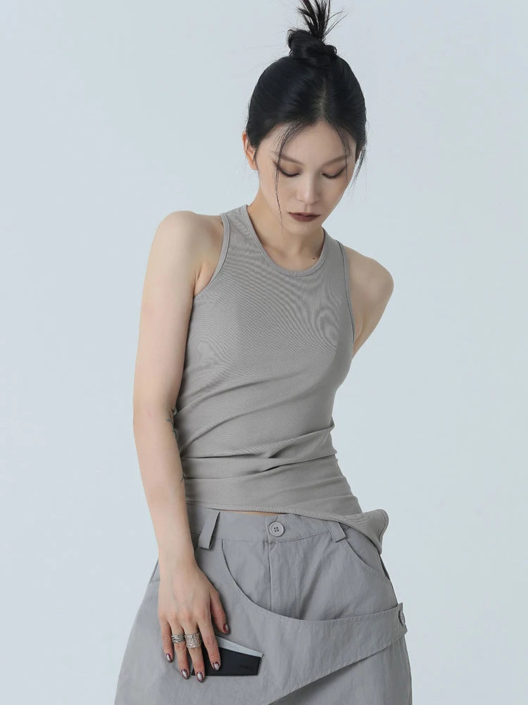 World Hippie Santdee Irregular Tank - Gray, in gray, multiple sizes, tank tops & muscle tees category