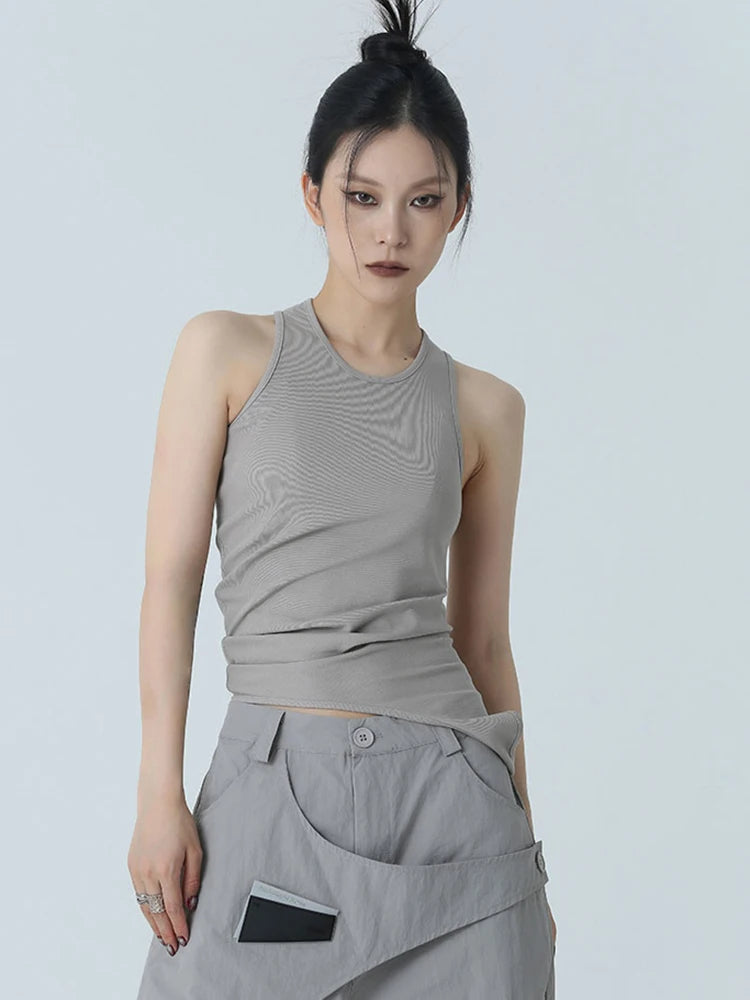 World Hippie Santdee Irregular Tank - Gray, in gray, multiple sizes, tank tops & muscle tees category