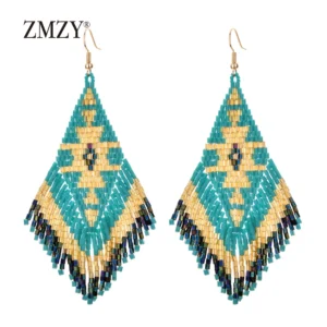 ZMZY Boho Drop Crystal Beaded Earrings