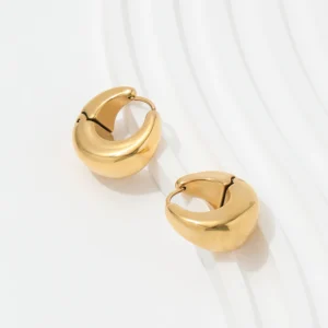 Chunky Waterdrop Hoop 18k Gold Plated Stainless Steel