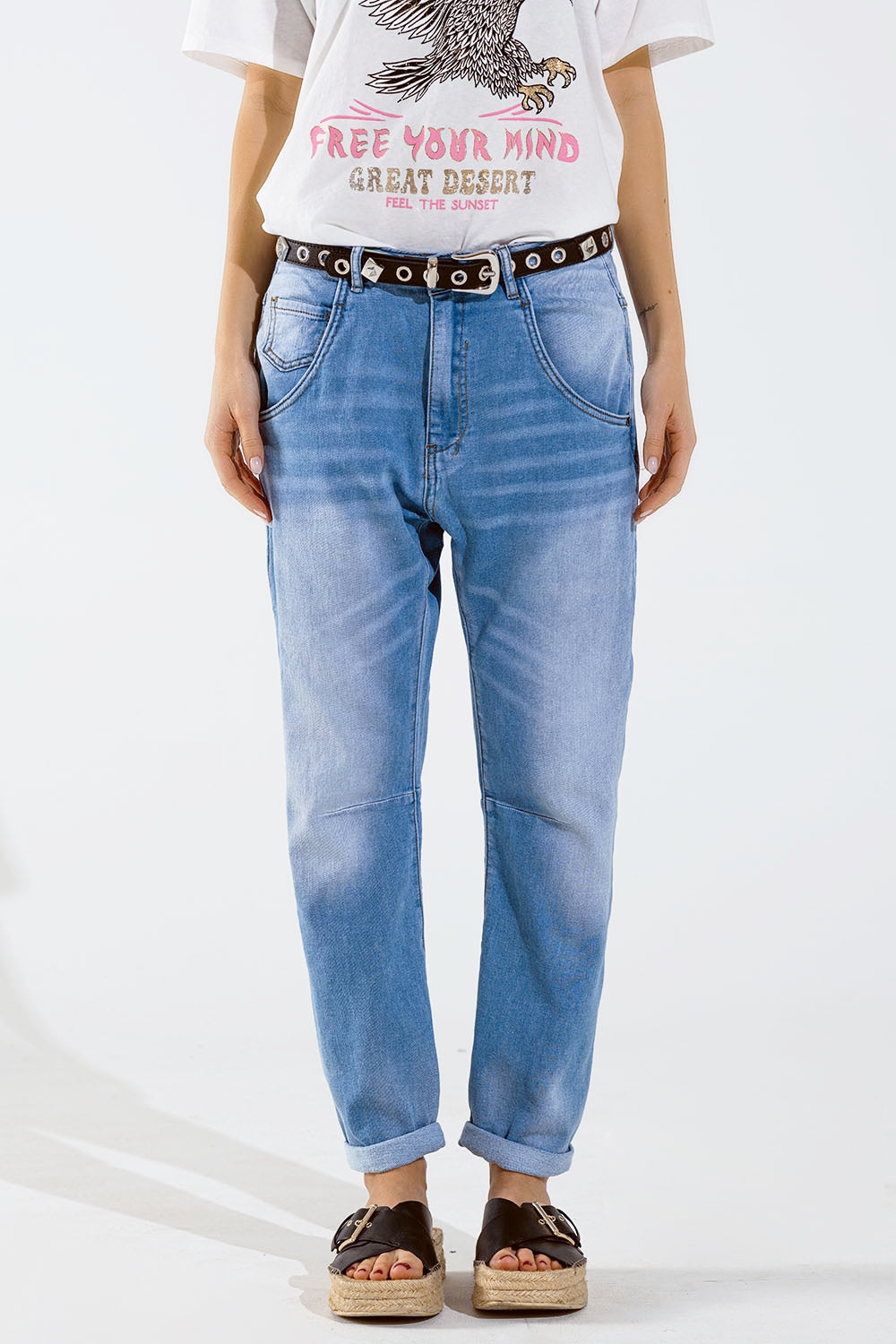 World Hippie Boyfriend Jeans With Stitch Detail, multiple sizes, bottoms/denim category