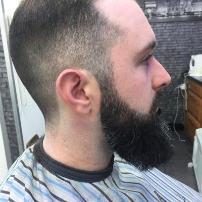 barber client with a beard